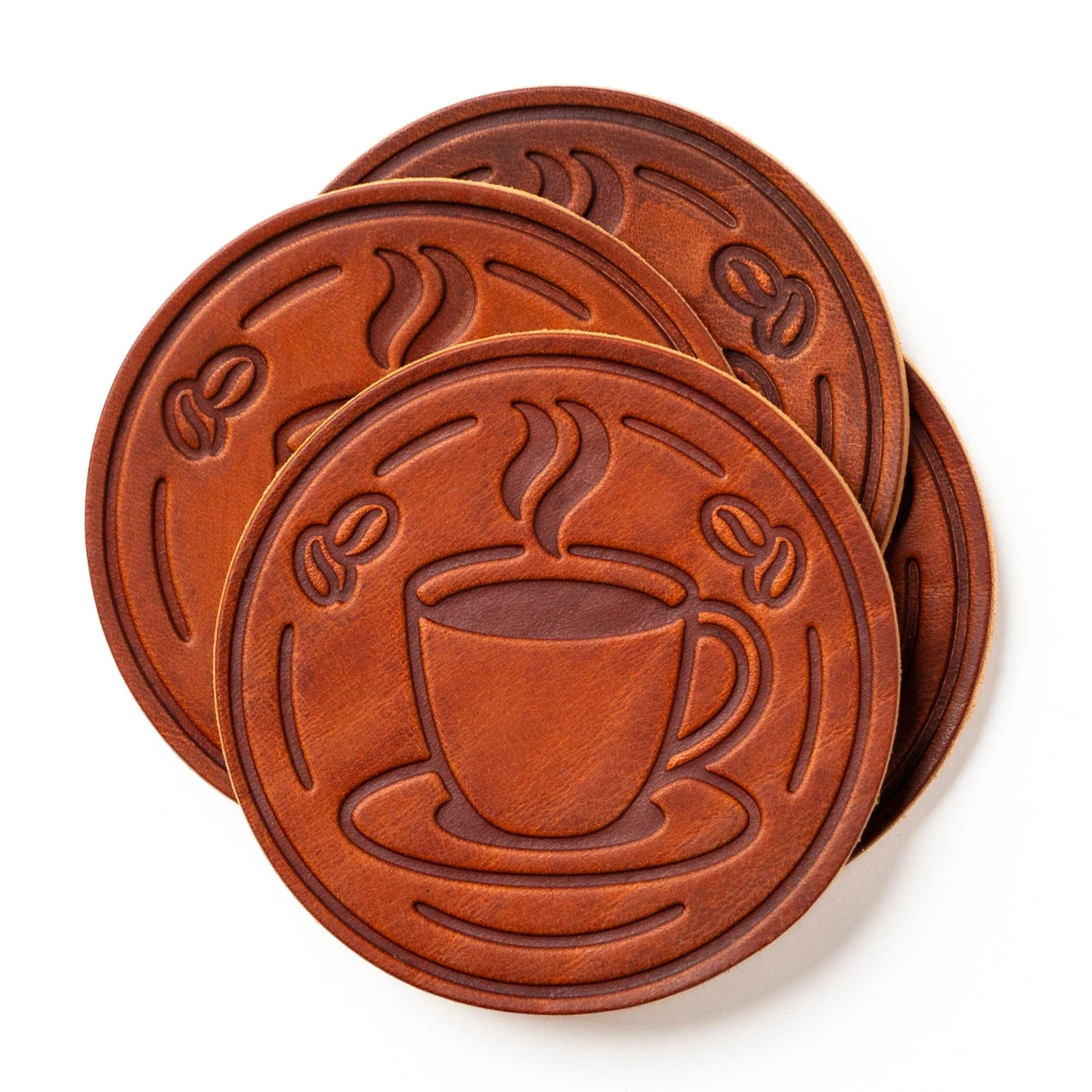 Leather Coasters 4 Pack - Coffee - Image 3
