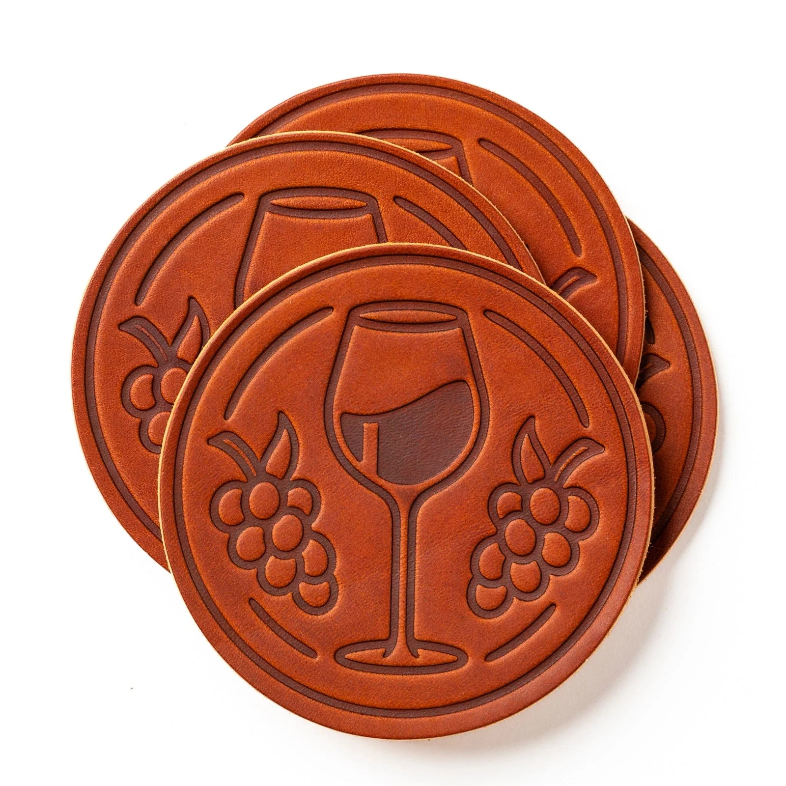 Leather Coasters 4 Pack - Merlot - Image 3